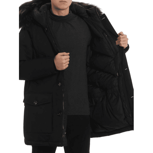 울리치 퍼 인서트 다운 후드자켓 블랙 남성 CFWOOU0208MRUT2194 100