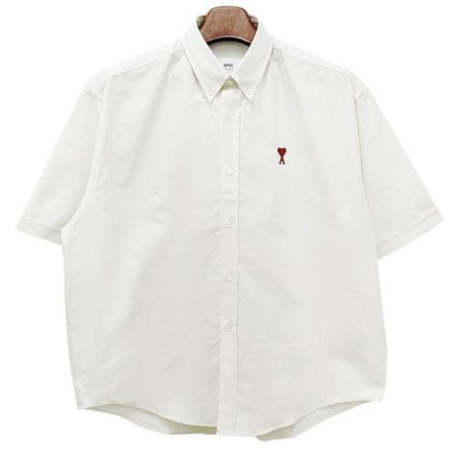 [논현 더팩토리](당일) 24SS 아미 하트 로고 박스핏 반팔 셔츠 초크 (HSH230 CO0031 193)