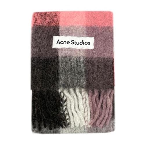 [논현 더팩토리](당일) 24FW 아크네 로고 패치 모헤어 체크 스카프 머플러 모브 (CA0084 DL3)