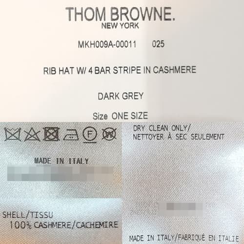 [논현 더팩토리](당일) 톰브라운 사선 캐시미어 니트 비니 모자 (MKH009A 00011 025)