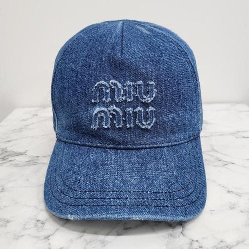 [논현 더팩토리](당일) 24FW 미우 미우 토널 자수 로고 데님 볼캡 모자 / 블루 (5HC179 2CL4 F0008)