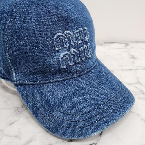 [논현 더팩토리](당일) 24FW 미우 미우 토널 자수 로고 데님 볼캡 모자 / 블루 (5HC179 2CL4 F0008)