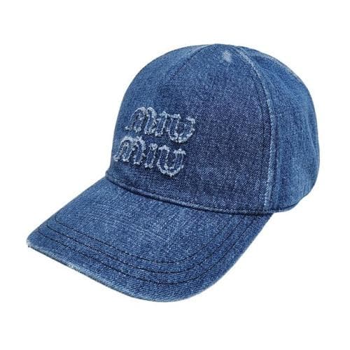 [논현 더팩토리](당일) 24FW 미우 미우 토널 자수 로고 데님 볼캡 모자 / 블루 (5HC179 2CL4 F0008)