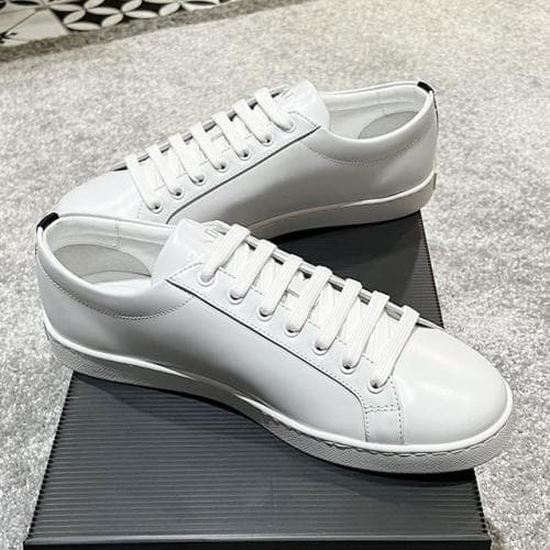 [논현 더팩토리](당일) 프라다 삼각 로고 브러시드 가죽 스니커즈 (2EE376 3F0E F0964)