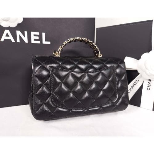 [국내배송] 쇼핑백 풀셋 샤넬 공방 큐빅 탑핸들 플랩백 뉴미니 블랙 AS4141 B13327 94305