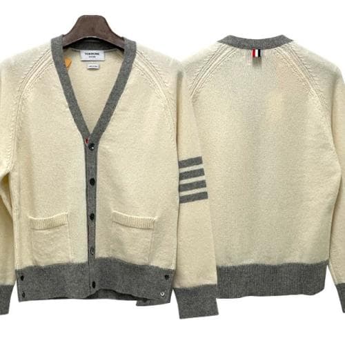 [더팩토리 논현](당일) 톰브라운 사선 완장 4 바 셰틀랜드 울 가디건 (MKC485A Y1026 100)