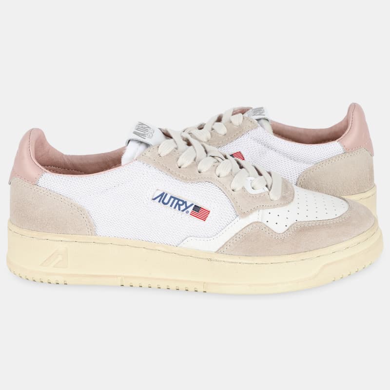 디몬트 22 S/S 오트리 여성 메쉬 스웨이트 메달리스트 로우탑(화이트/핑크탭) AULW DO07