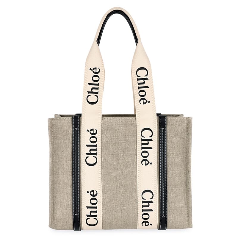 디몬트 24 S/S 끌로에 여성 우디 로고 미디움 토트백(베이지/블랙) CHC22AS383I26 91J