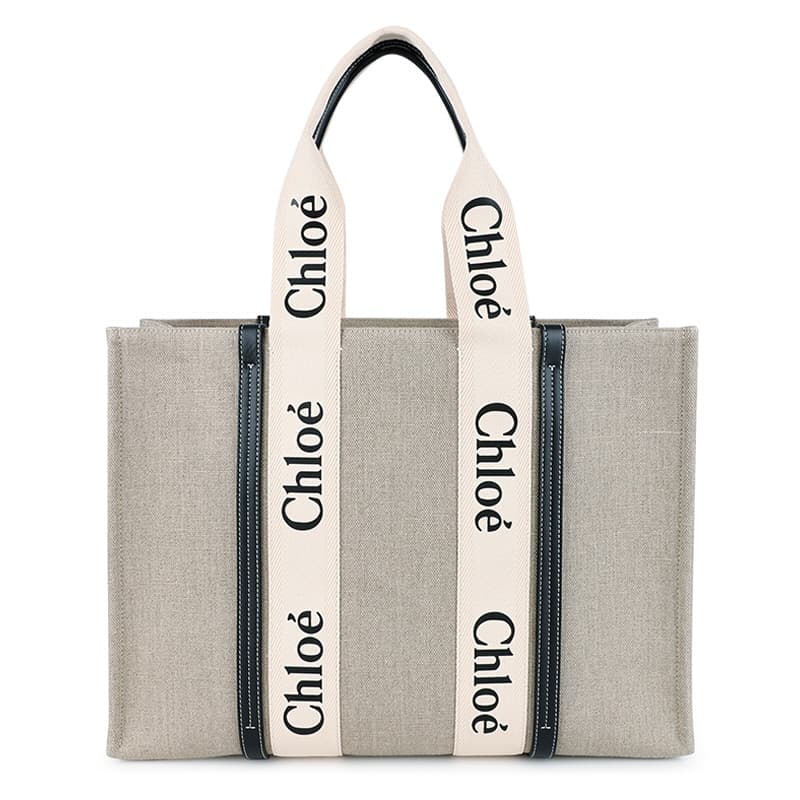 디몬트 24 S/S 끌로에 여성 우디 로고 라지 토트백(베이지/네이비) C22AS382I26 91J