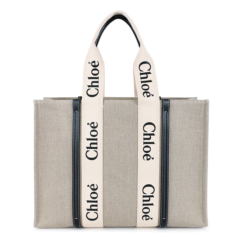 디몬트 23 F/W 끌로에 여성 우디 라지 토트 숄더백(베이지/네이비) CHC22AS382I26 91J