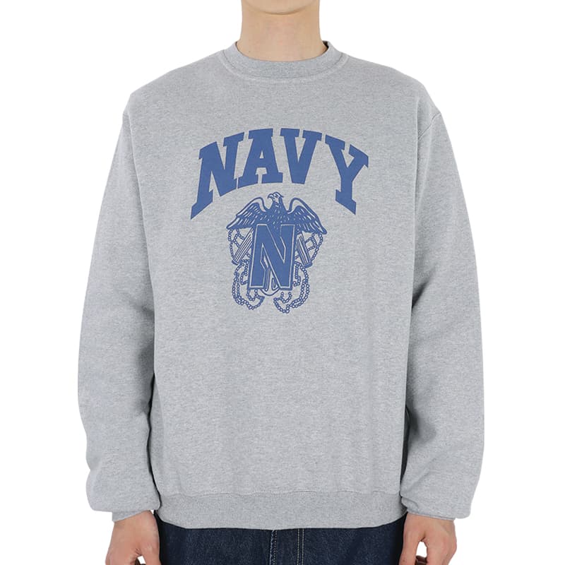 디몬트 23 S/S 와일드동키 공용 네이비 맨투맨(헤더그레이) FG-NAVY WD043