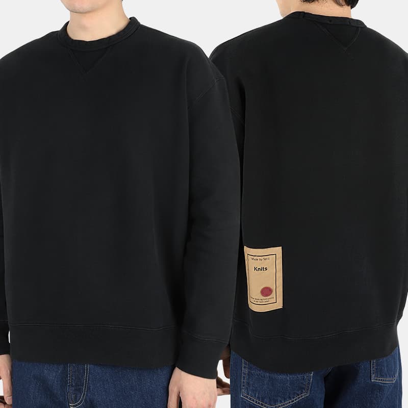 디몬트 22 F/W 텐씨 남성 기모 백라벨 패치 맨투맨(블랙) 22CTCUF03149 A06455 999