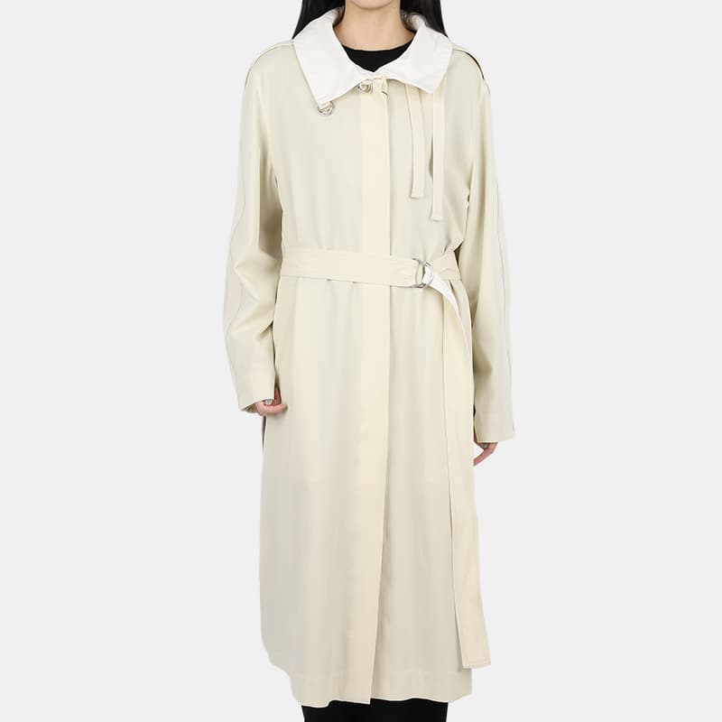 디몬트 22 S/S 르메르 여성 워시드 울 슬릿 롱 코트(크림) W 221 CO284 LF700 222