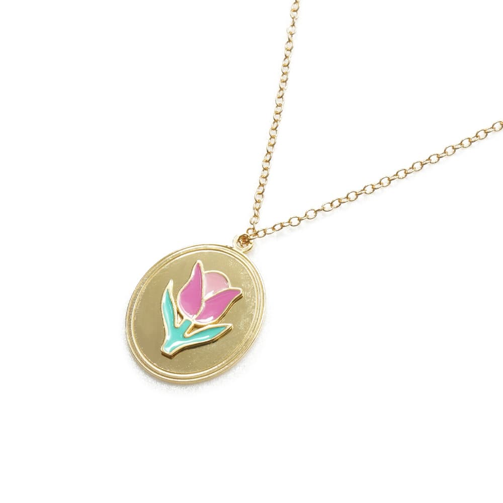 윌헬미나 가르시아 GOLD PENDANT ON SKINNY CHAIN/ BLM038-PINK TULIP
