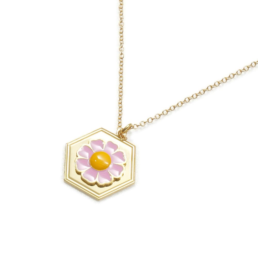 윌헬미나 가르시아 GOLD PENDANT ON SKINNY CHAIN/ BLM038-PINK DAISY