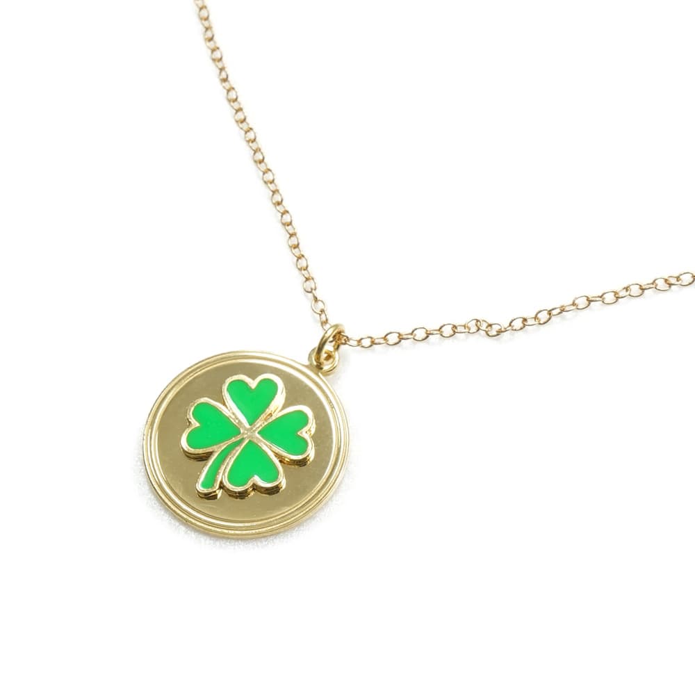 윌헬미나 가르시아 GOLD PENDANT ON SKINNY CHAIN/ BLM038-GREEN CLOVER