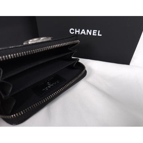 [국내배송] 쇼핑백 풀셋 샤넬 보이 지퍼 카드지갑 캐비어 블랙 A80602 B01489 94305