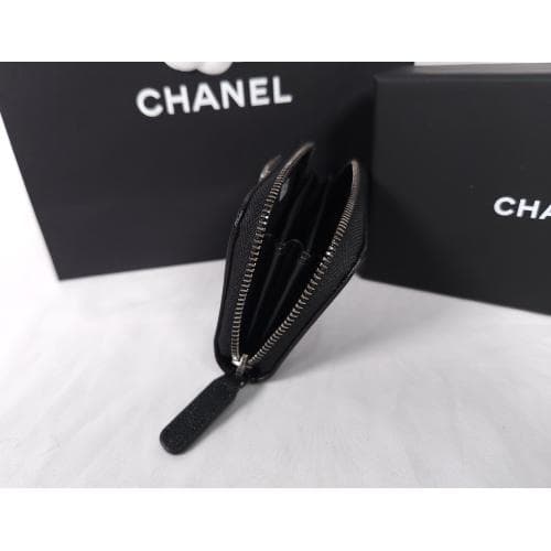 [국내배송] 쇼핑백 풀셋 샤넬 보이 지퍼 카드지갑 캐비어 블랙 A80602 B01489 94305