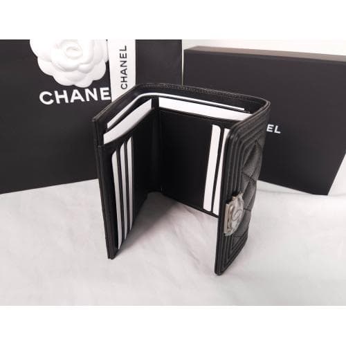 [국내배송] 쇼핑백 풀셋 샤넬 보이 캐비어 반지갑 은장 블랙 A80734 B01489 94305