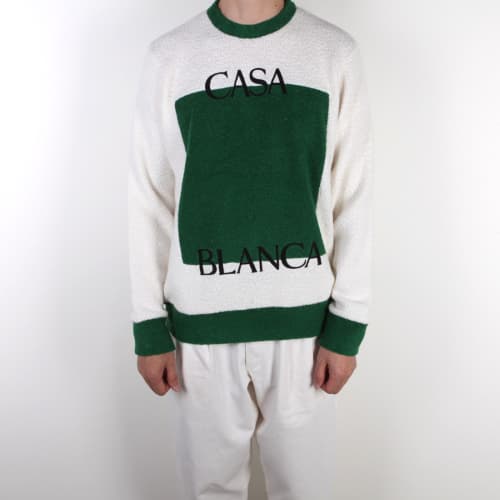 [클로딩캡슐] 캐시미어블렌드 자수로고 맨투맨 아이보리그린