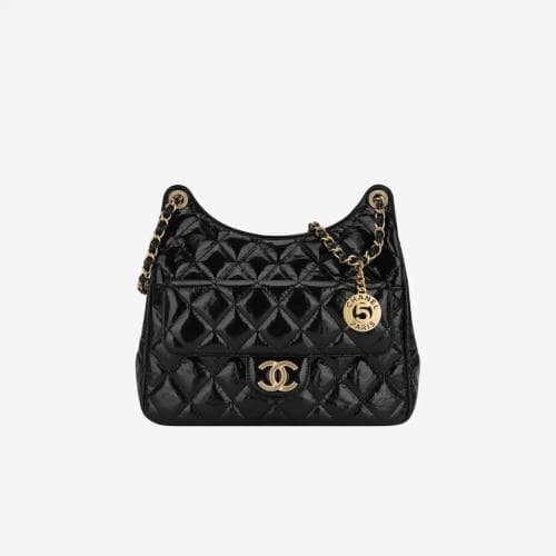 [국내배송] 쇼핑백 풀셋 샤넬 샤이니 크럼플트 호보백 미듐 블랙 AS4322 B09746 94305