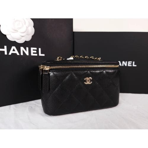 [국내배송] 쇼핑백 풀셋 샤넬 캐비어 베니티 직사각 블랙 AP1341 B10583 C39065