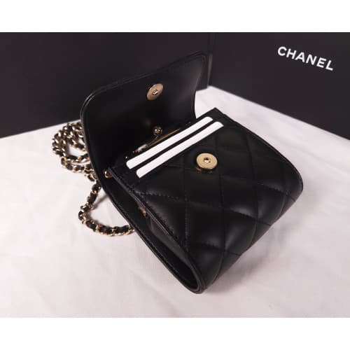 샤넬 레트로 핸들 체인백 램스킨 블랙 AP2837 B08440 94305