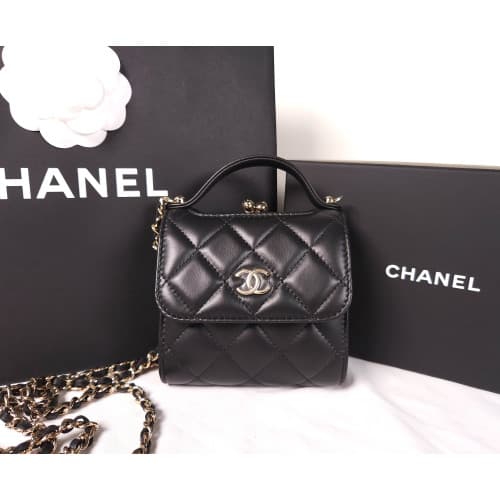 샤넬 레트로 핸들 체인백 램스킨 블랙 AP2837 B08440 94305