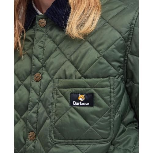 [당일배송]위너스애비뉴 바버 ZoZ X 메종키츠네 케닝 퀼팅 자켓 그린 MQU1735GN73