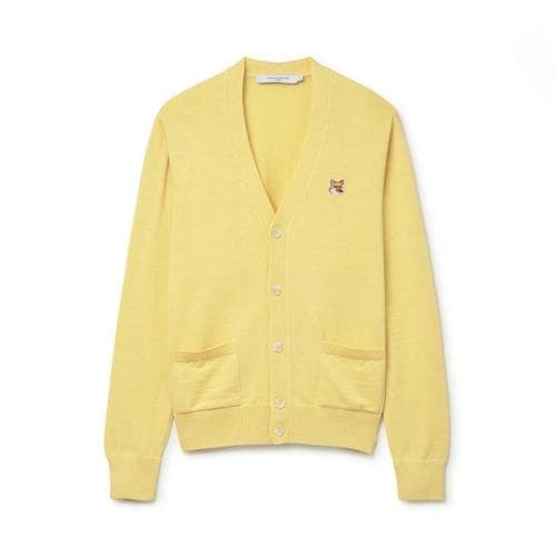 [당일발송]23FW 메종키츠네 WoW 폭스헤드 브이넥 클래식 가디건 GU00542KT 1036