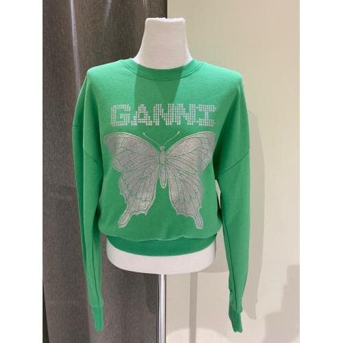 [당일발송]가니 버터플라이 프린팅 맨투맨 그린 T3366 801