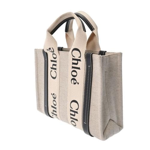 [당일발송] 끌로에 WoW WOODY 스몰 토트 백 베이지네이비 CHC22AS397/J2891J