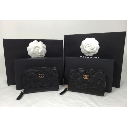 [국내배송] 쇼핑백 풀셋 샤넬 클래식 지퍼 카드지갑 AP0216 금장/은장