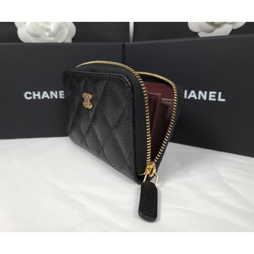 [국내배송] 쇼핑백 풀셋 샤넬 클래식 지퍼 카드지갑 AP0216 금장/은장