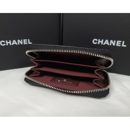 [국내배송] 쇼핑백 풀셋 샤넬 클래식 지퍼 카드지갑 AP0216 금장/은장