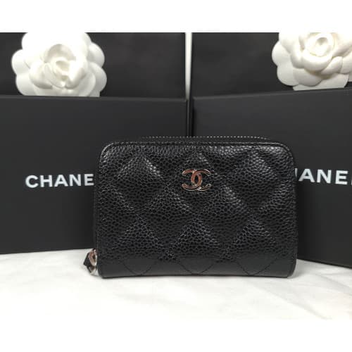 [국내배송] 쇼핑백 풀셋 샤넬 클래식 지퍼 카드지갑 AP0216 금장/은장