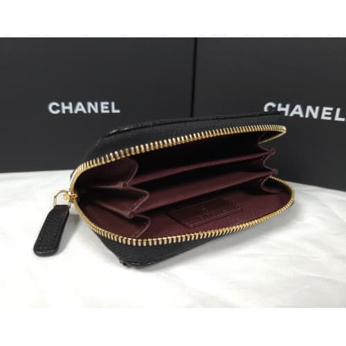 [국내배송] 쇼핑백 풀셋 샤넬 클래식 지퍼 카드지갑 AP0216 금장/은장