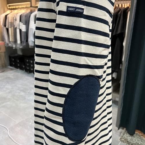[논현 더팩토리](당일)  세인트 제임스 MERID 엘보 패치 긴팔티 (0407 ECRU MARINE)