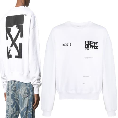 오프화이트 테크 마커 맨투맨 OMBA035S21FLE001