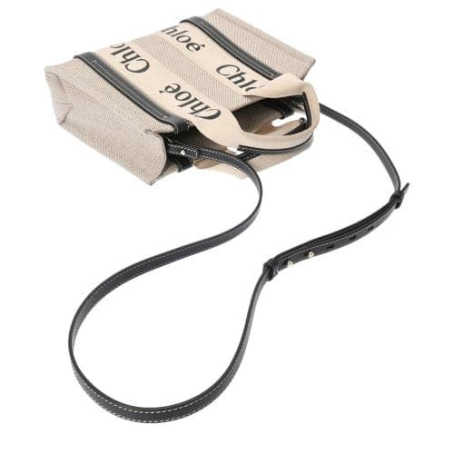 [당일발송] 끌로에 WoW WOODY 스몰 토트 백 베이지네이비 CHC22AS397/J2891J