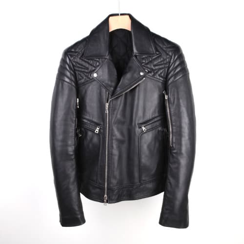 [클로딩캡슐] 50사이즈 지오메트릭 레더 자켓 블랙 B364 176