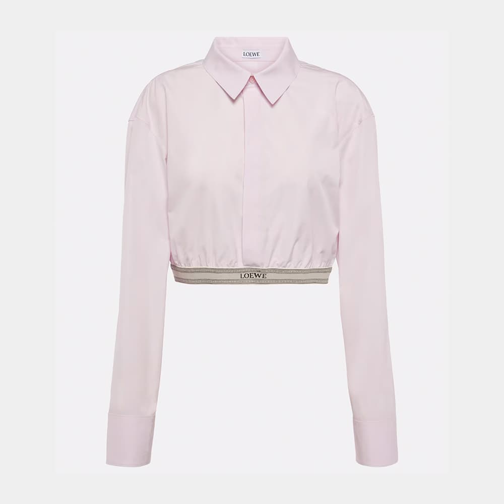 당일배송로에베 여성 로고 크롭 와이셔츠 화이트 S359Y05XAX 2090