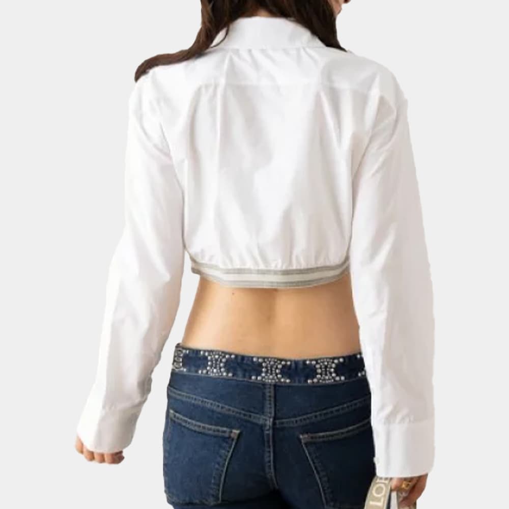 당일배송로에베 여성 로고 크롭 와이셔츠 화이트 S359Y05XAX 2090