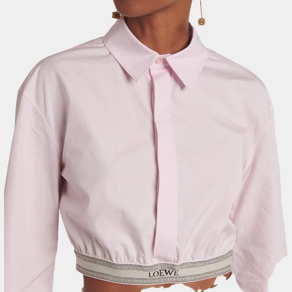 당일배송로에베 여성 로고 크롭 와이셔츠 화이트 S359Y05XAX 2090