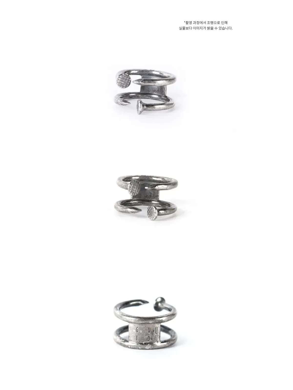[라이크어스타] 구이디 더블 스퀘어 NAIL 실버 반지 G-AN11 925