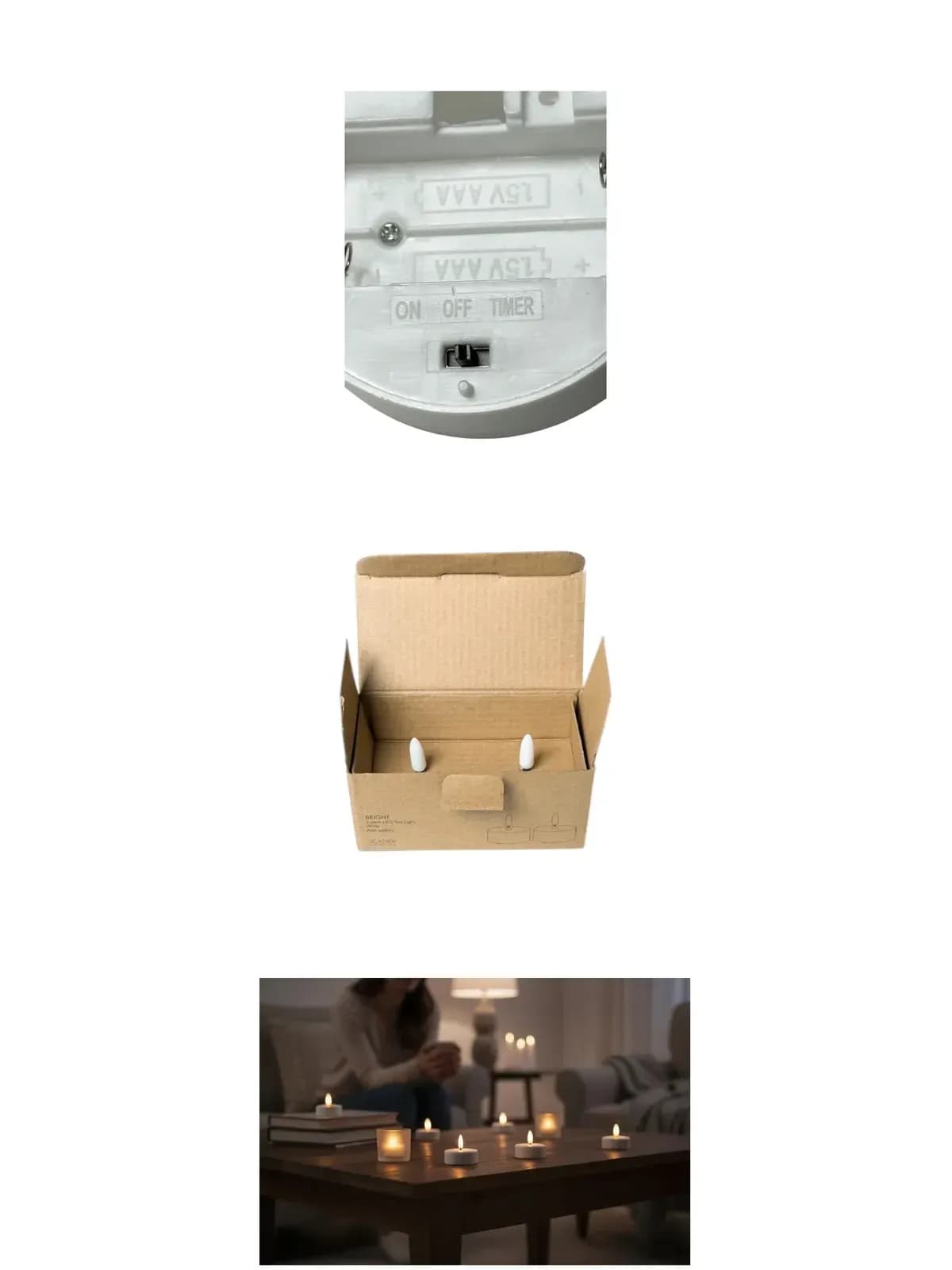 [라이크어스타] 스칸디에센셜 브라이트 LED 티라이트 5.8CM 2개 세트 580328-01 WHITE