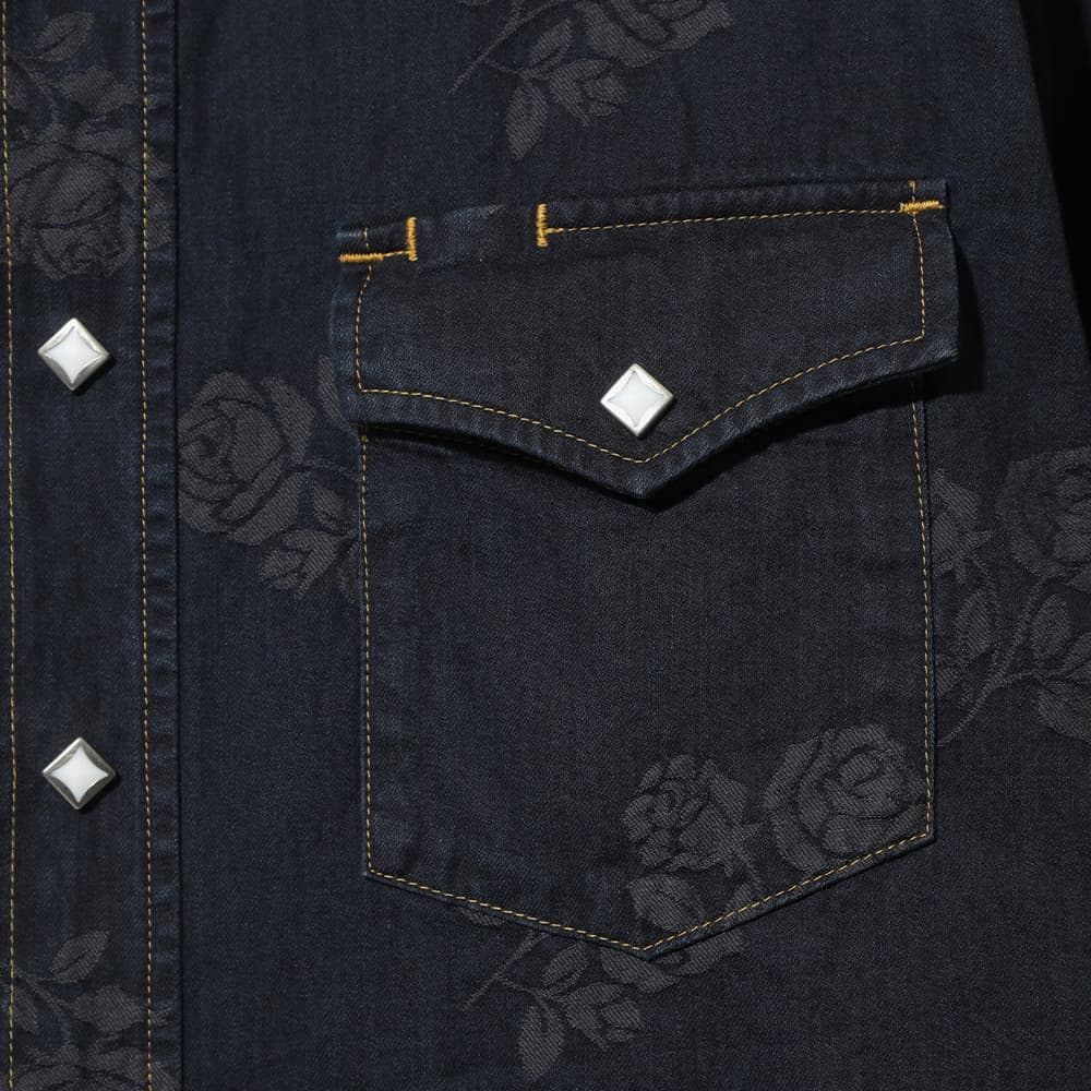 당일배송니들스 남성 24FW 웨스턴 8온즈 자카드 로즈 데님 셔츠 자켓 인디고 PU202 INDIGO