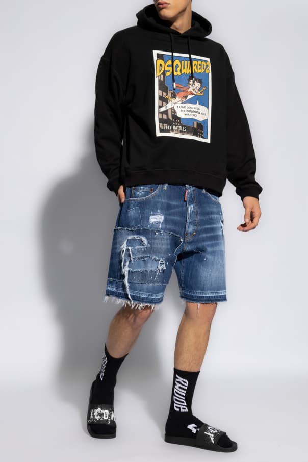 당일배송디스퀘어드2 남성 디스트레스드 데님 쇼츠 팬츠 반바지 블루 S74MU0840 S30309 470