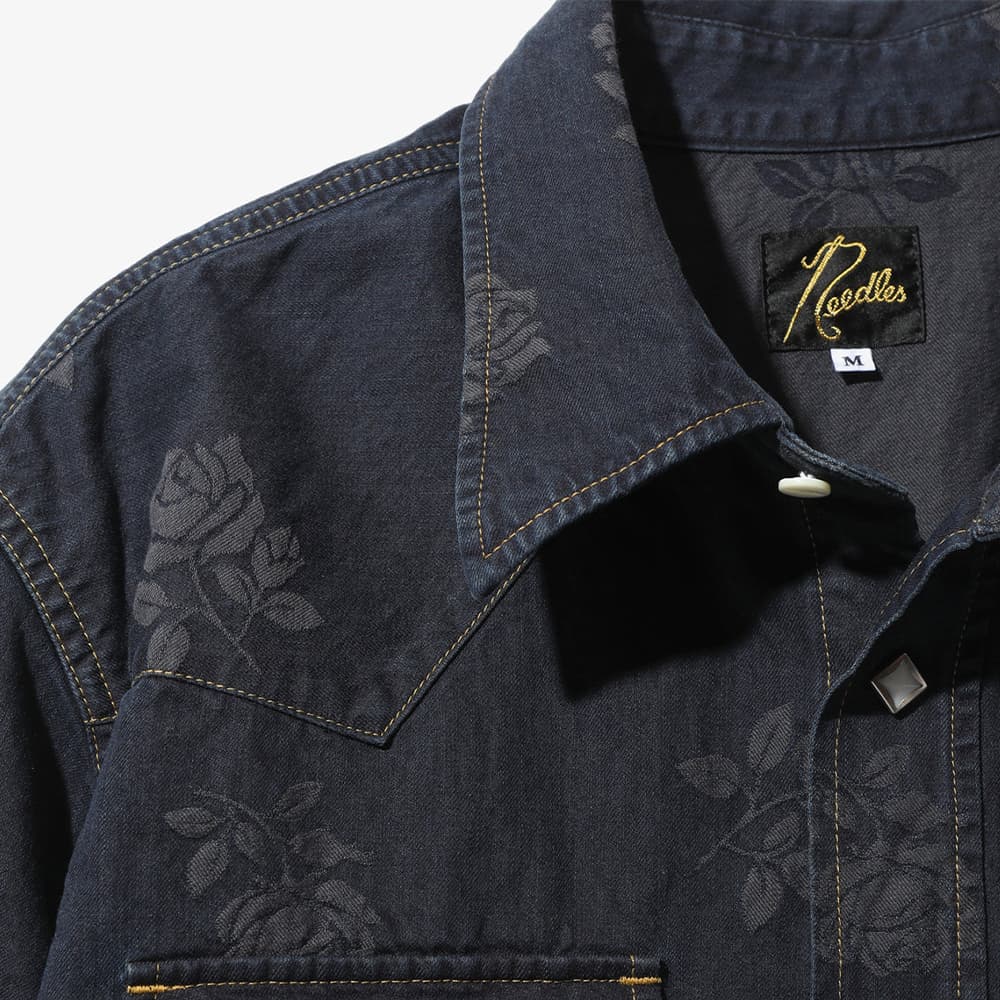 당일배송니들스 남성 24FW 웨스턴 8온즈 자카드 로즈 데님 셔츠 자켓 인디고 PU202 INDIGO