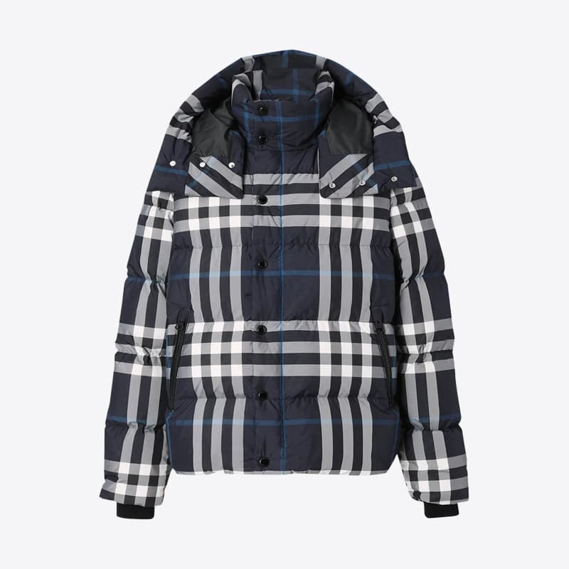 버버리 남성 디테처블 슬리브 후드 나이트 체크 패딩 자켓 (네이비) 8059212